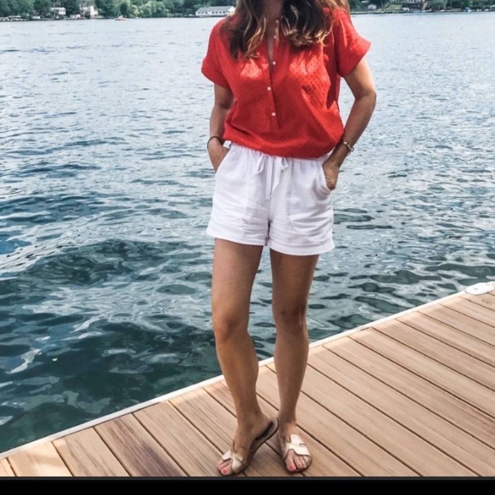 J Crew exclusive Point Sur red dotty blouse, size XS